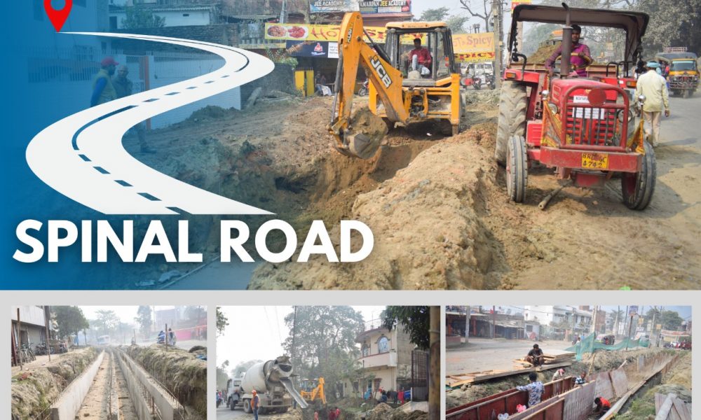 Spinal Road Construction with Utility Duct and Drainage System – Muzaffarpur Smart City