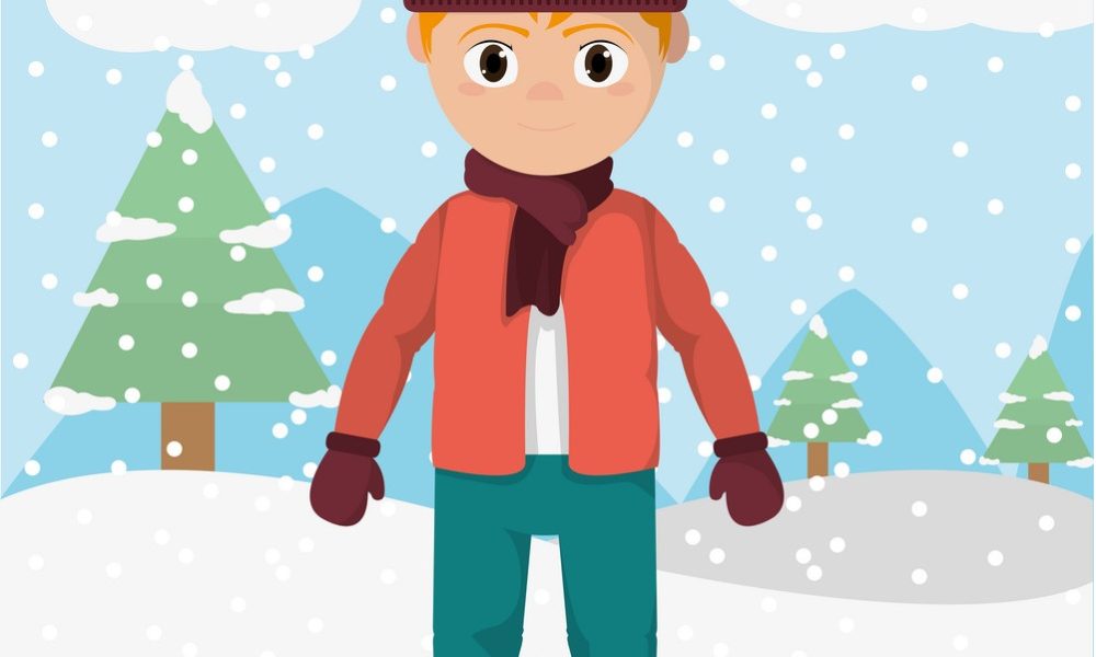 boy with winter clothes and cold weather