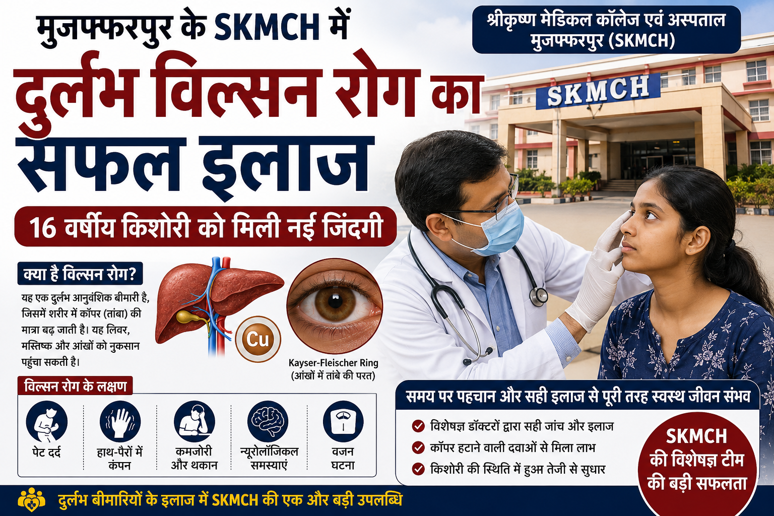 मुजफ्फरपुर में  SKMCH के डॉक्टरों ने बचाई किशोरी की जान