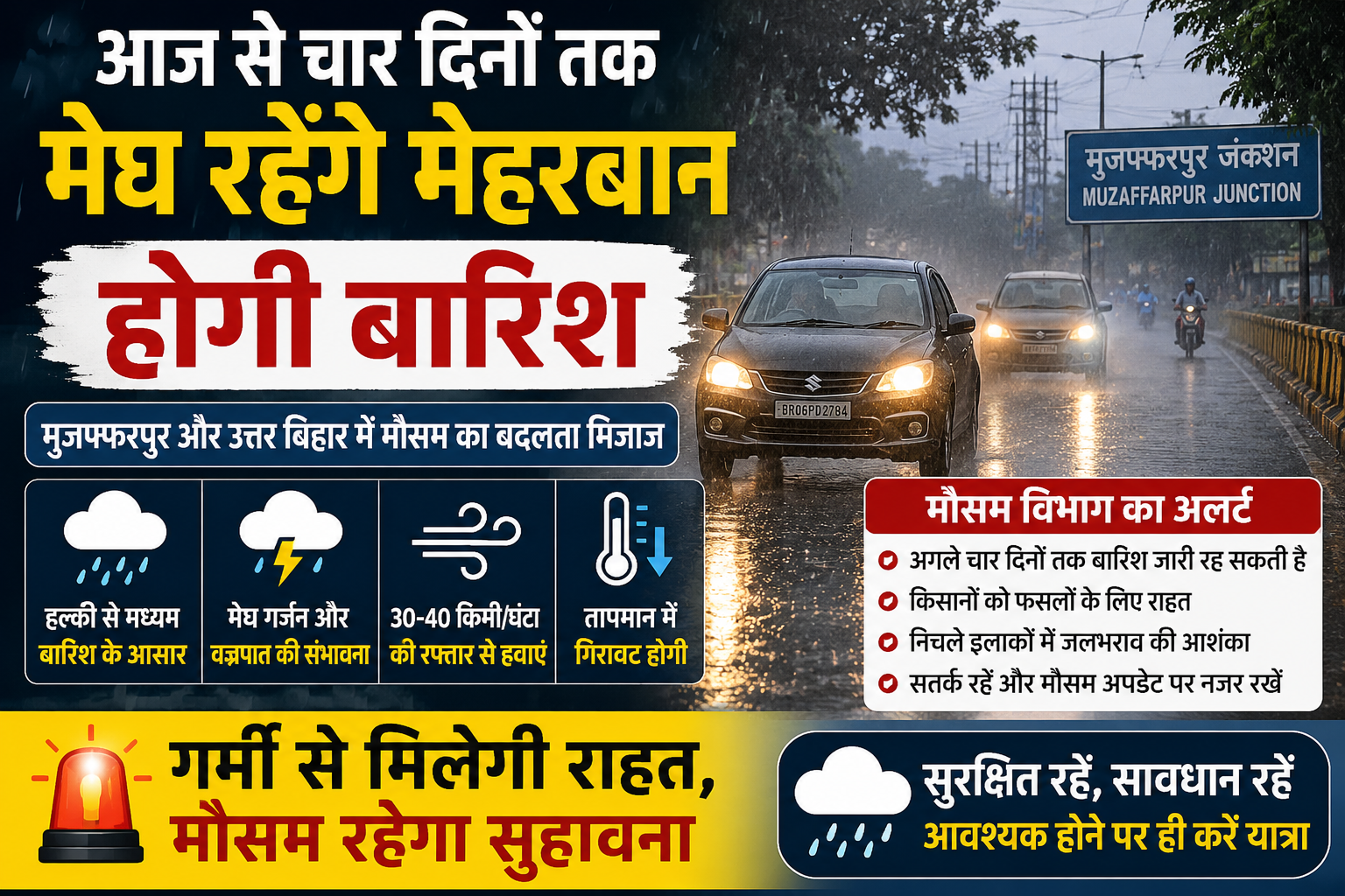 अगले 4 दिनों तक होगी बारिश