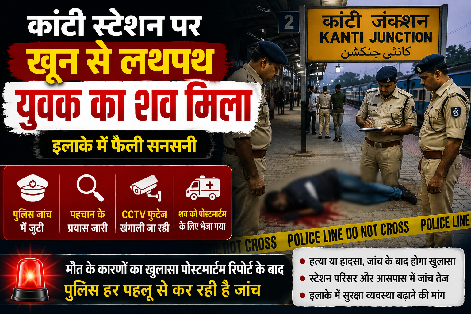 कांटी स्टेशन पर युवक का शव मिला