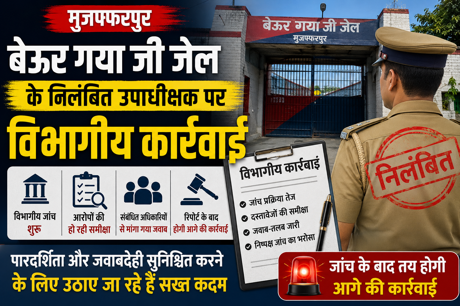 जेल के निलंबित उपाधीक्षक पर कार्रवाई