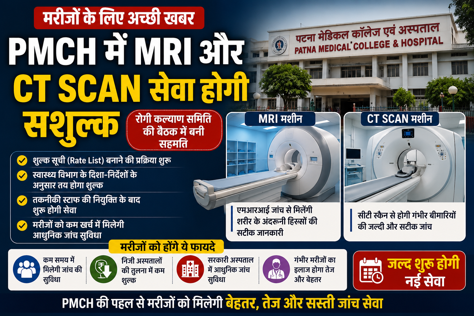 PMCH में MRI और CT Scan की नई सुविधा