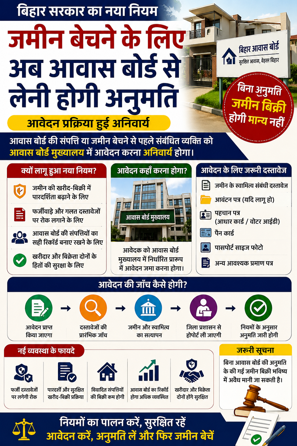 बिहार आवास बोर्ड जमीन बेचने के लिए आवेदन अनिवार्य