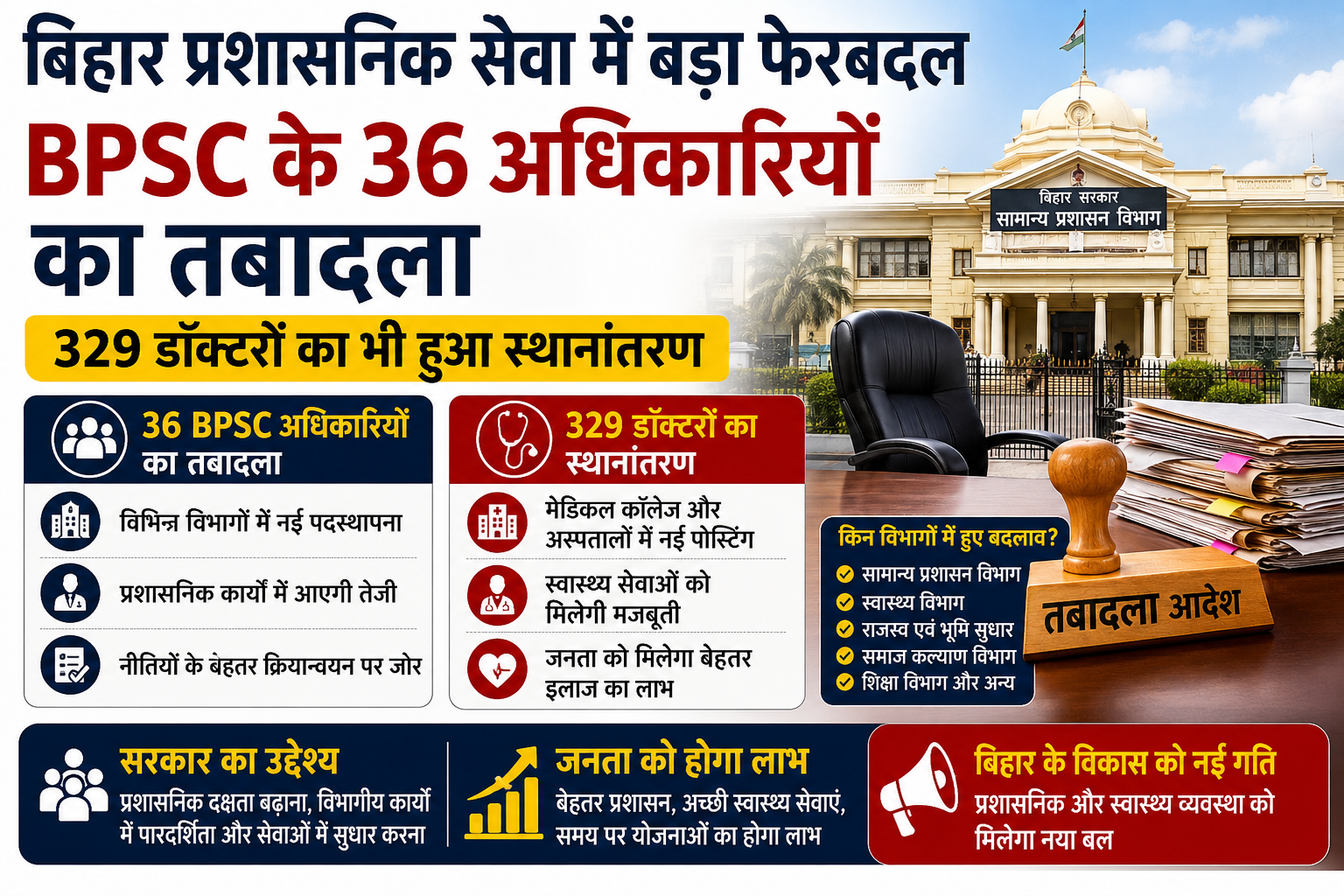 बिहार में BPSC के 36 अधिकारियों का तबादला,