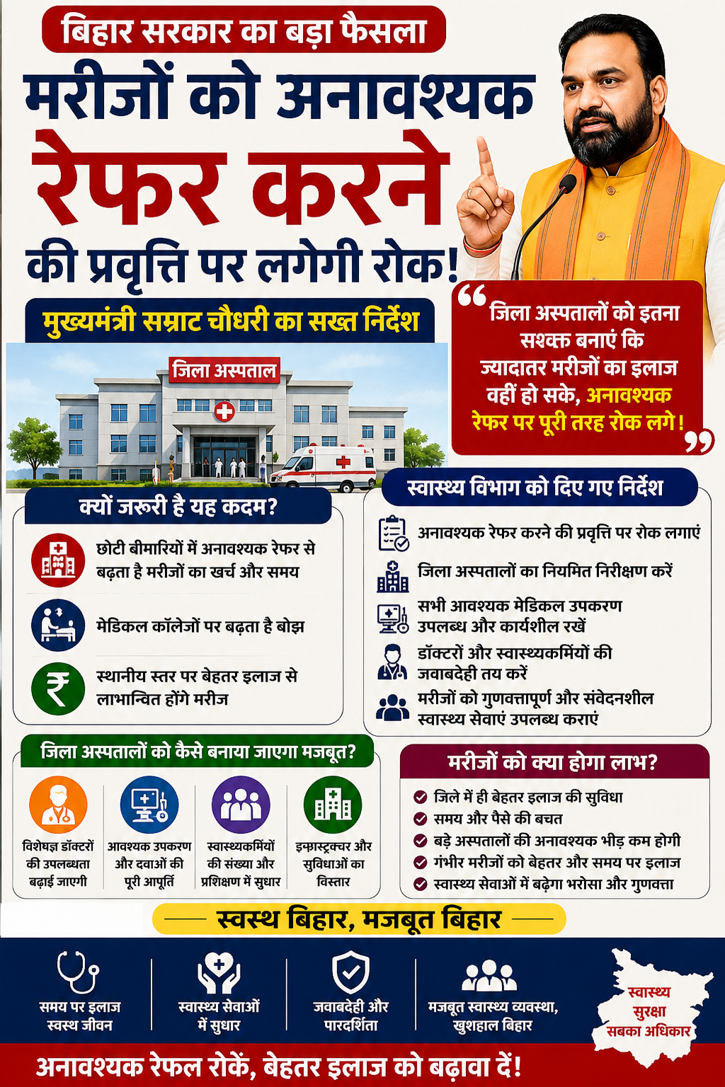 बिहार में मरीजों को अनावश्यक रेफर करने पर रोक