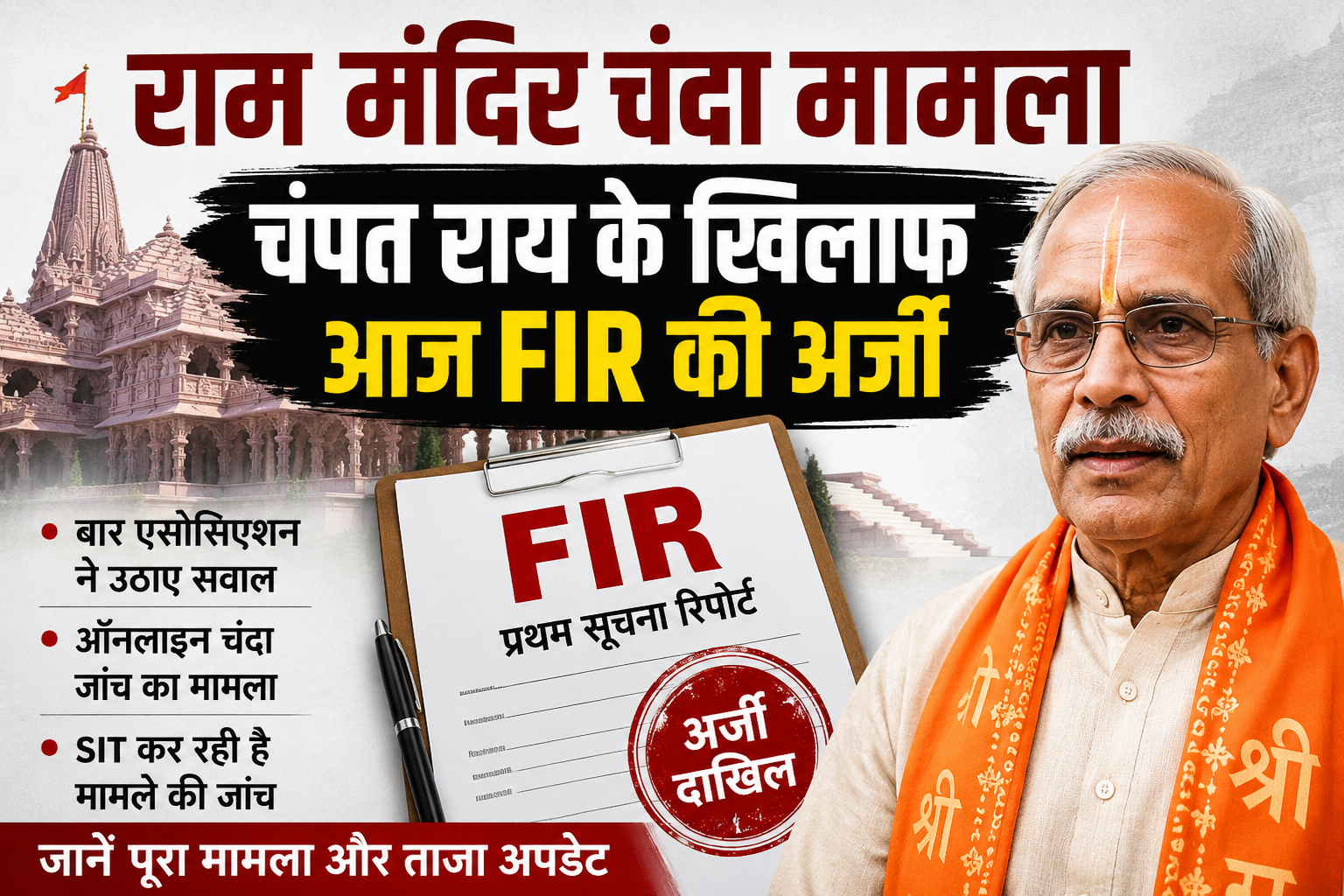 राम मंदिर चंदा मामला में चंपत राय के खिलाफ FIR की अर्जी