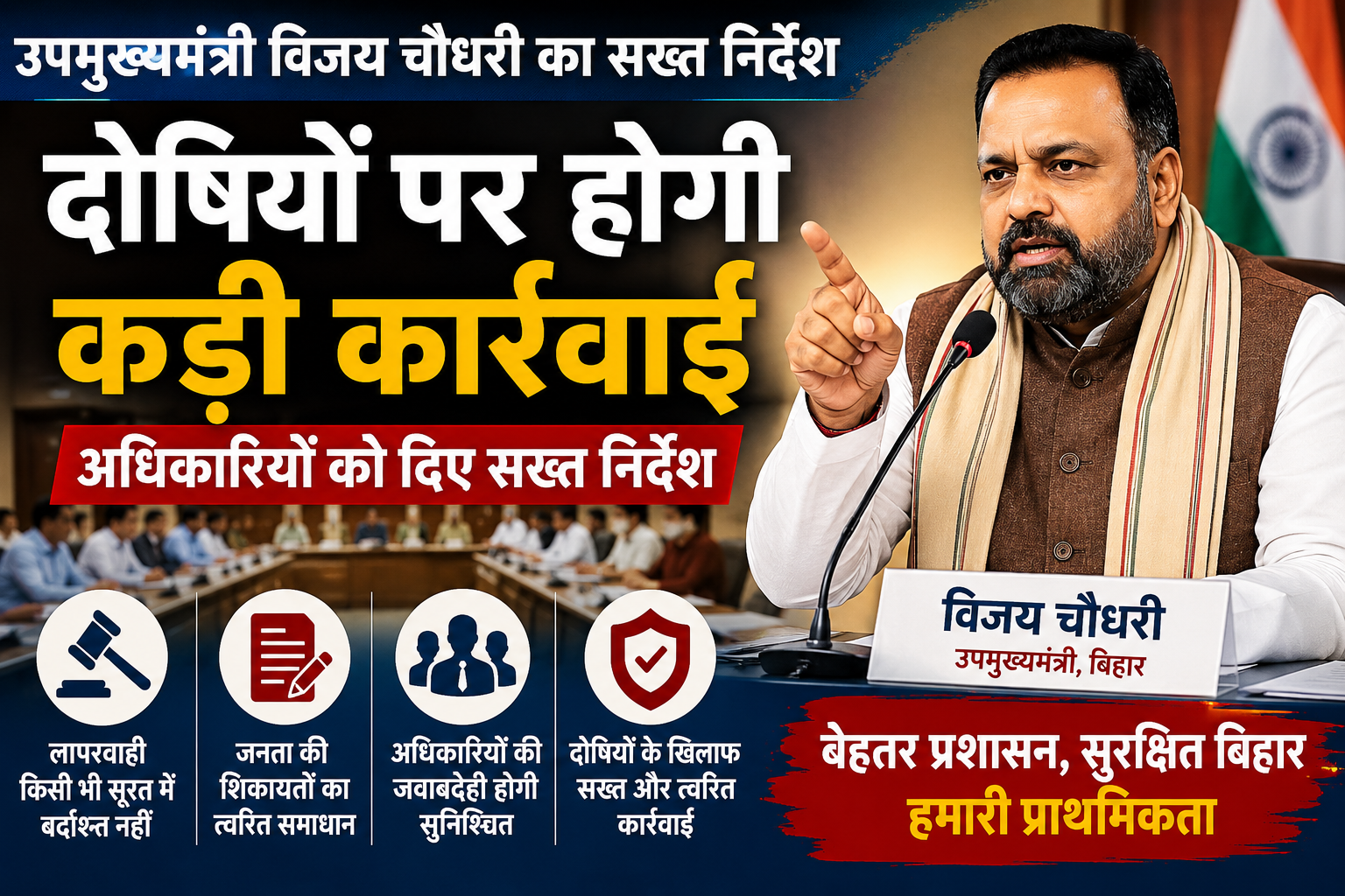 विजय चौधरी ने दोषियों पर कड़ी कार्रवाई के निर्देश दिए