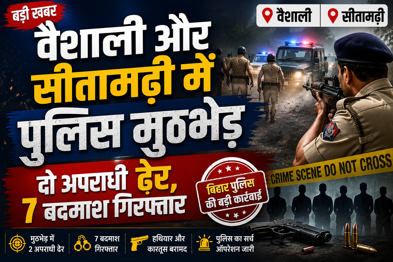 वैशाली और सीतामढ़ी में पुलिस मुठभेड़
