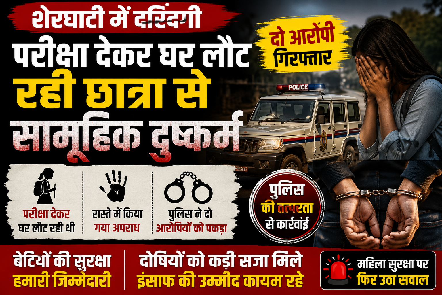 शेरघाटी में परीक्षा देकर लौट रही छात्रा से कथित सामूहिक दुष्कर्म मामले की खबर