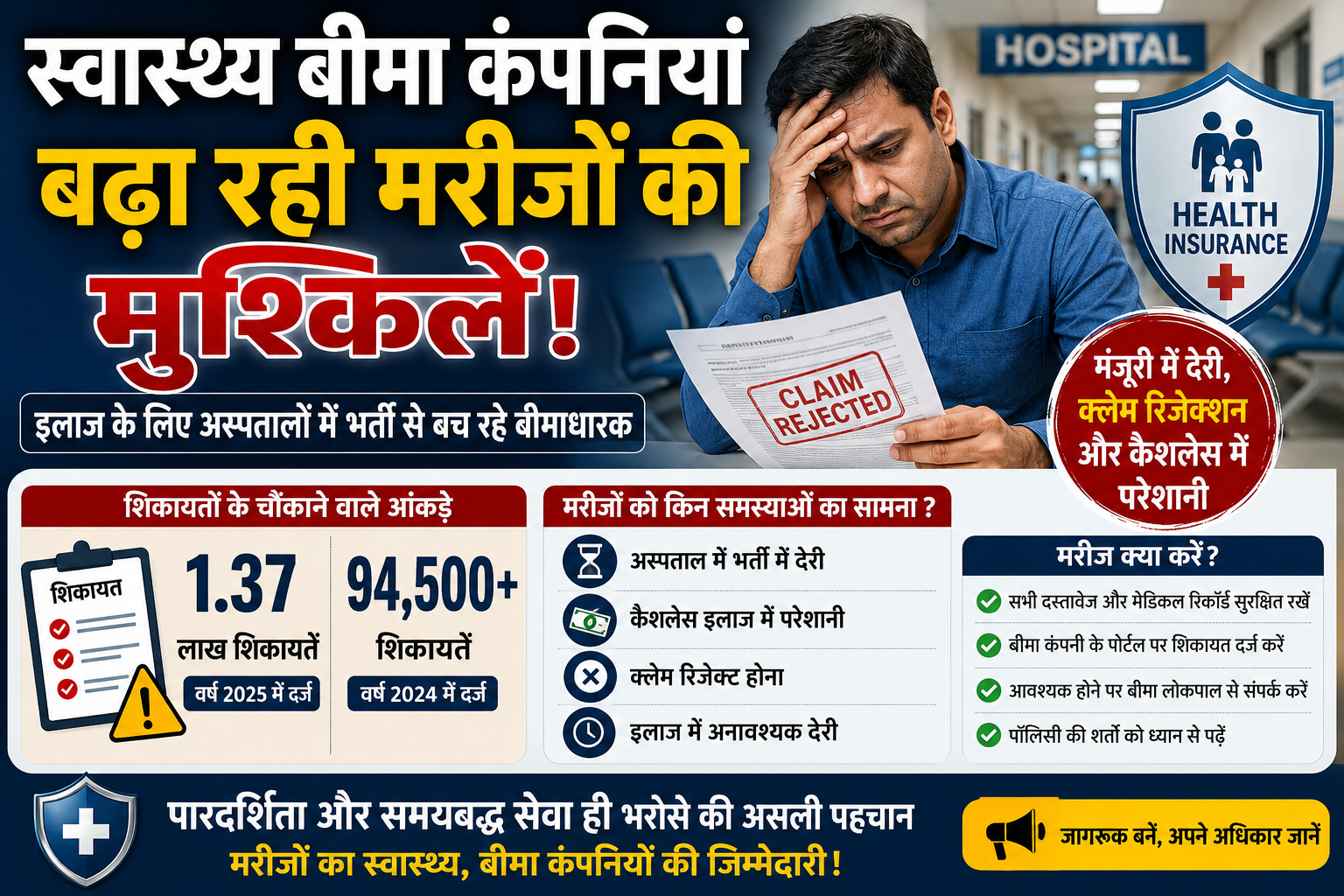 स्वास्थ्य बीमा कंपनियां मरीजों की मुश्किलें
